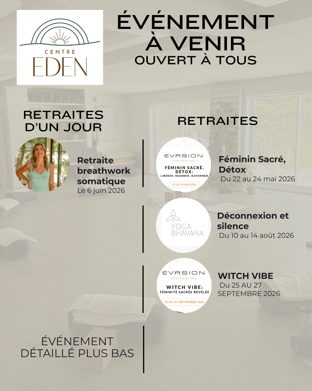 événement ouvert à tous au centre eden dans les laurentides
